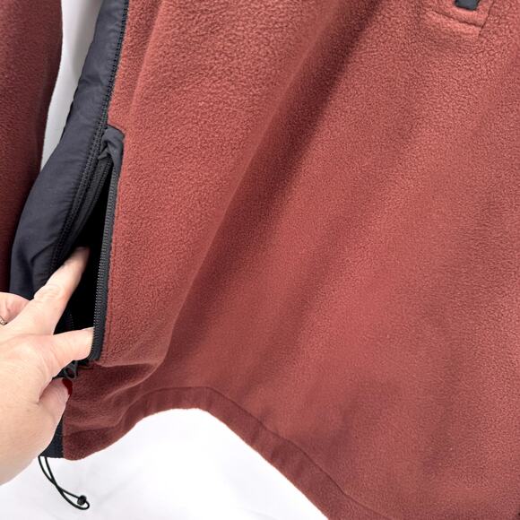 Eddie Bauer Jacket Mens Medium Brown Black Fleece 1/2 Zip Polartec Pullover - Picture 3 of 6